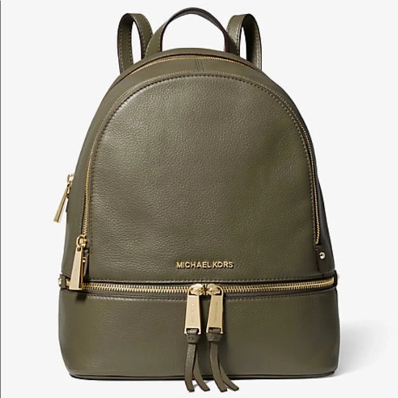 Michael Kors Handbags - Michael Kors Olive Rhea Leather Backpack (medium)